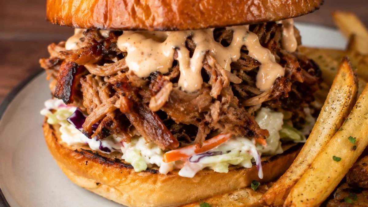 This weekend’s special brings some serious flavour to the Squamish food scene.
Our pork is first baked, then slowly braised with orange and rosemary until beautifully tender and ready to pull apart. We pile it onto a Cajun buttered brioche bun with creamy coleslaw, smoky chipotle mayo, and a generous helping of crispy onions for that all important crunch.
Rich, smoky, citrusy and a little spicy, this is one seriously satisfying sandwich.
If you’re looking for brunch or lunch in Squamish this weekend, come hungry.
Available this weekend only.