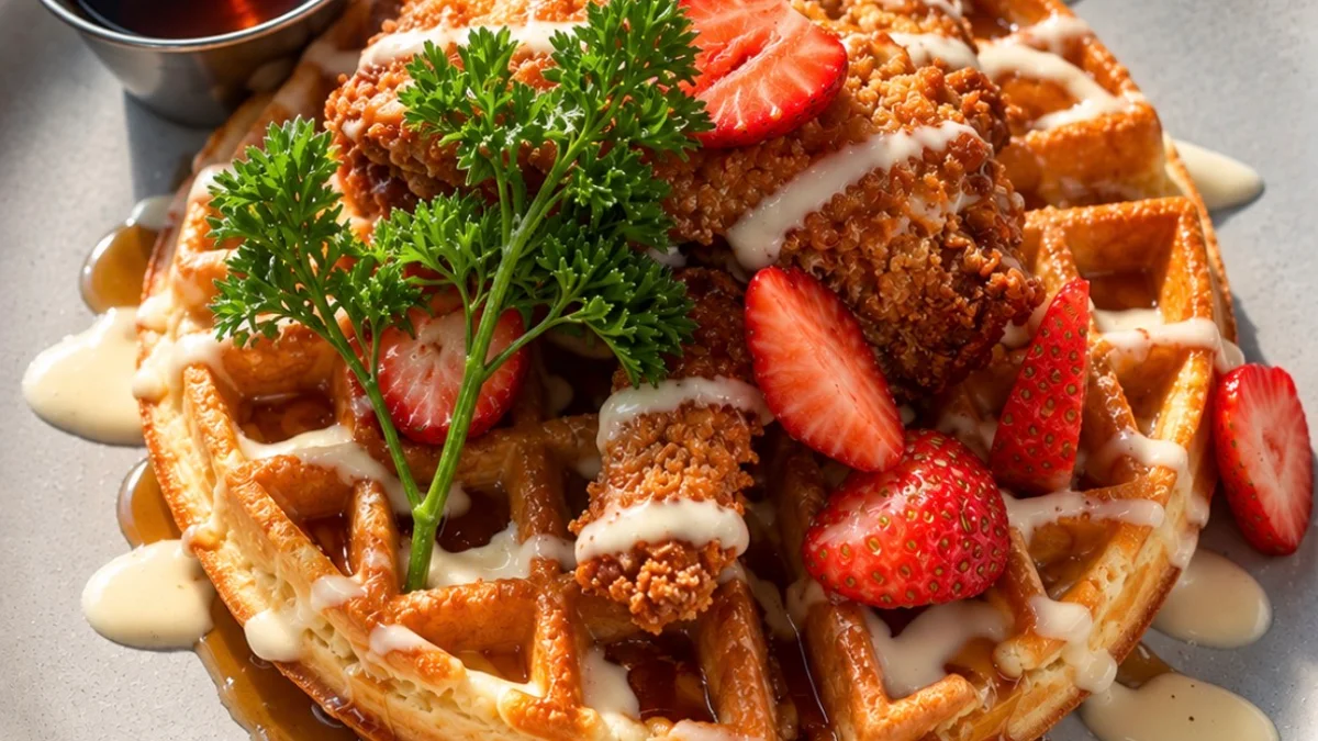 This weekend we’re bringing back one of the ultimate brunch combinations: crispy fried chicken and waffles, with a Crabapple twist.
A light Belgian waffle, baked with butter and finished with a drizzle of maple syrup, topped with crispy breaded fried chicken and drizzled with our Butter Ripple Schnapps aïoli. Finished with fresh strawberries and served with maple syrup on the side.
Sweet, savoury, crispy and ridiculously good. If you’re looking for brunch in Squamish this weekend, this is one worth stopping for.
Available this weekend only.