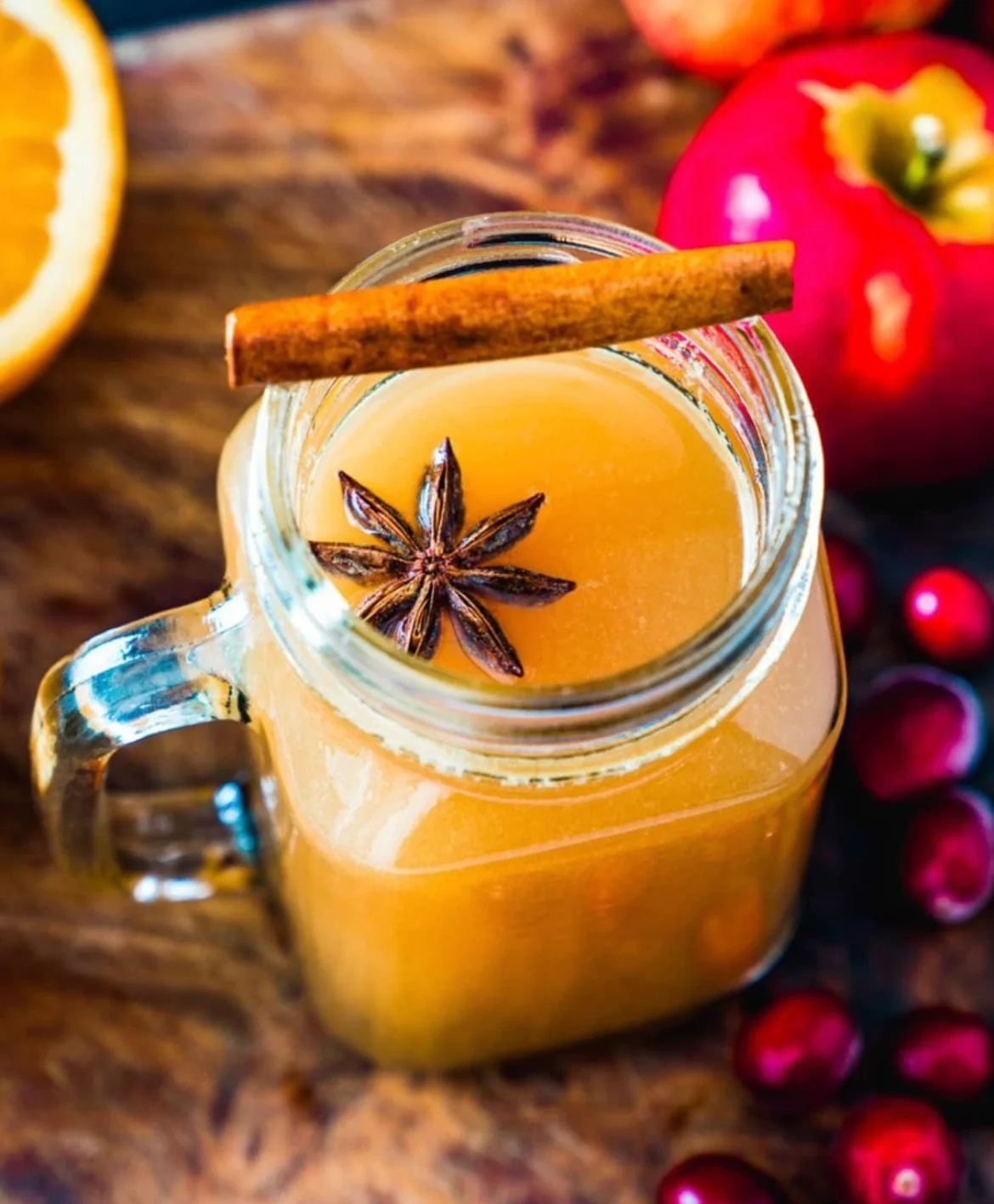 Warm spiced apple cider with star anise at Crabapple Café