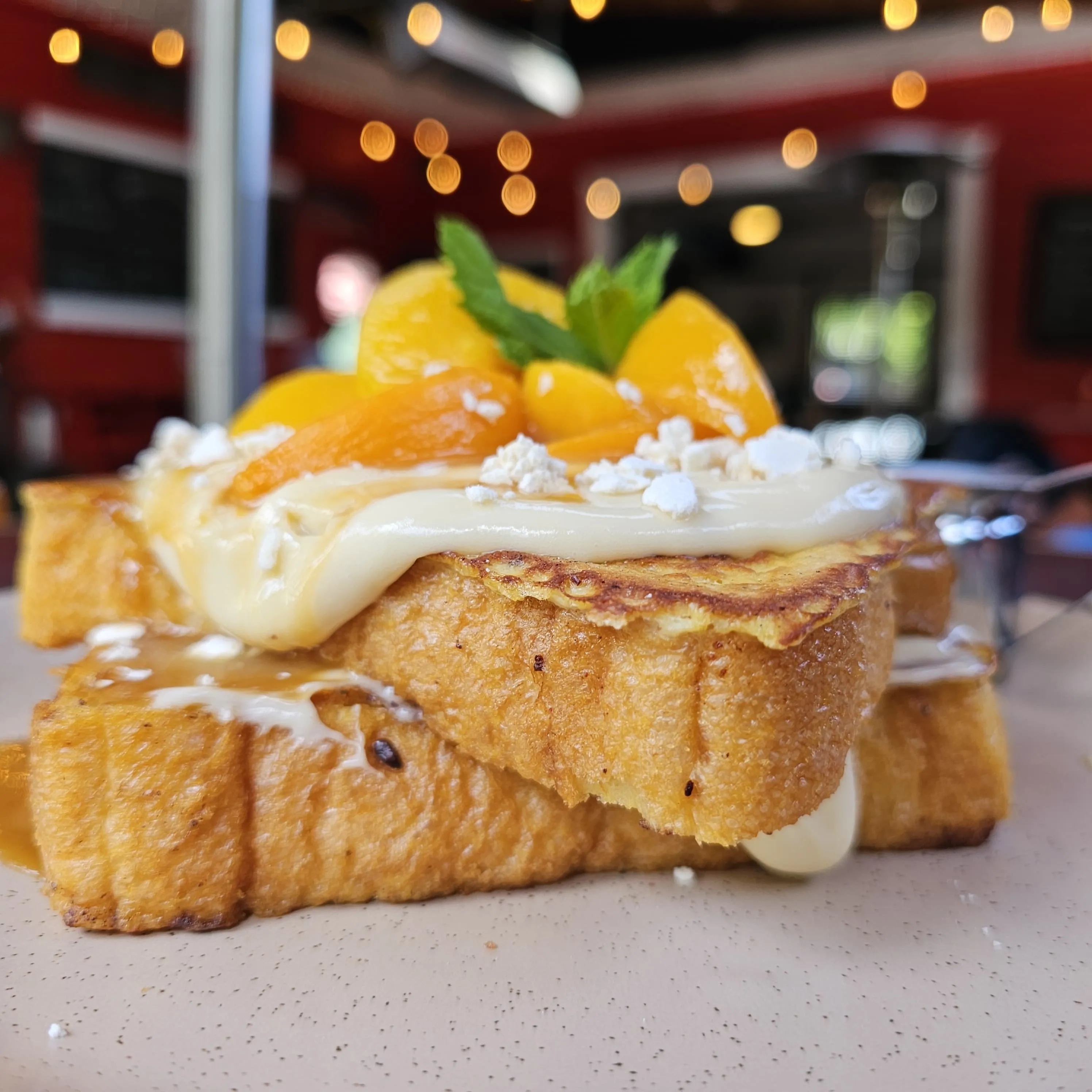 🍑 Weekend Feature: Peach n’ Cream French Toast 🍑